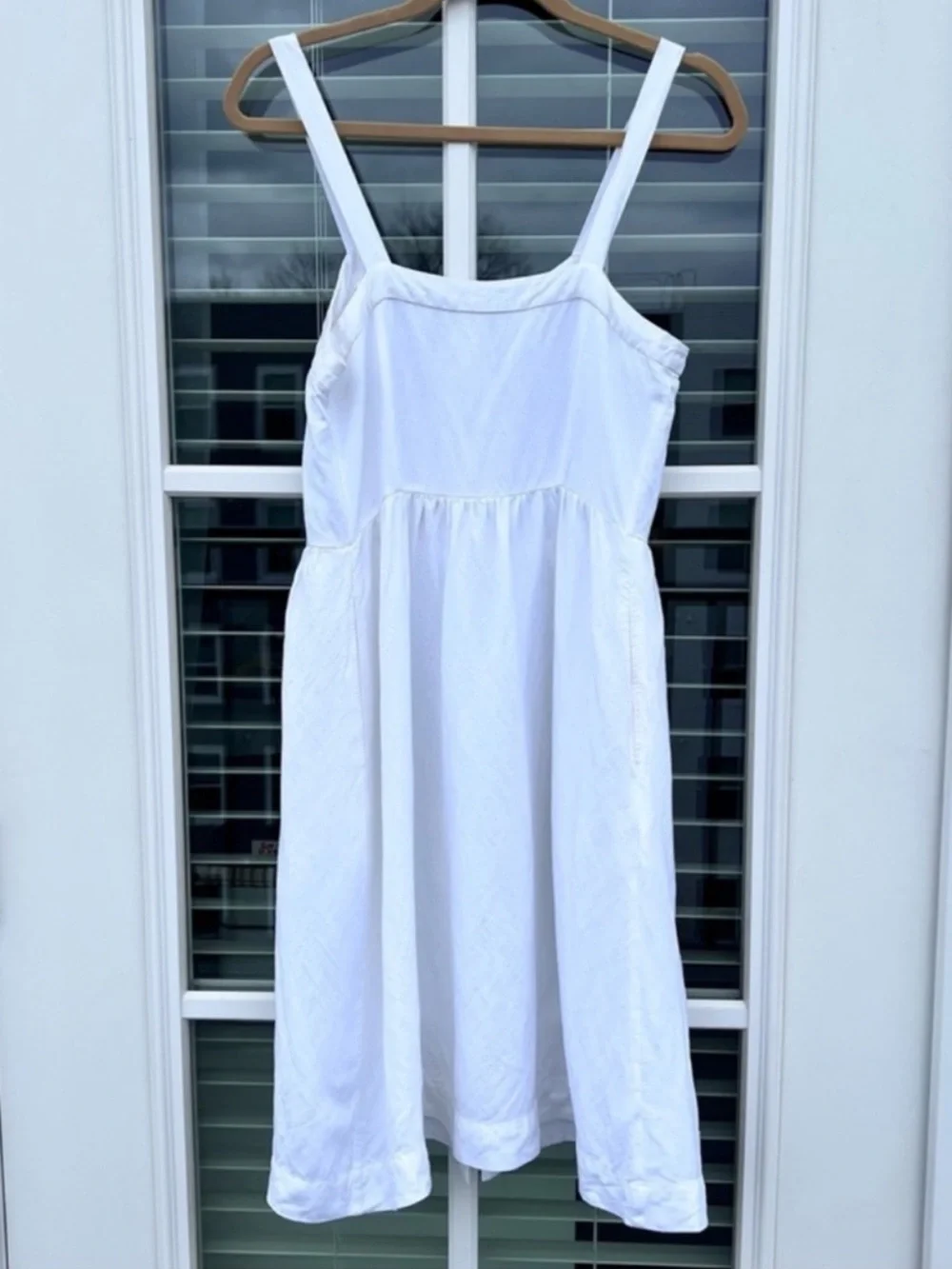 LOFT White Linen Blend Button Front Sundress 6 Coastal Cottagecore Dress - Picture 16 of 17